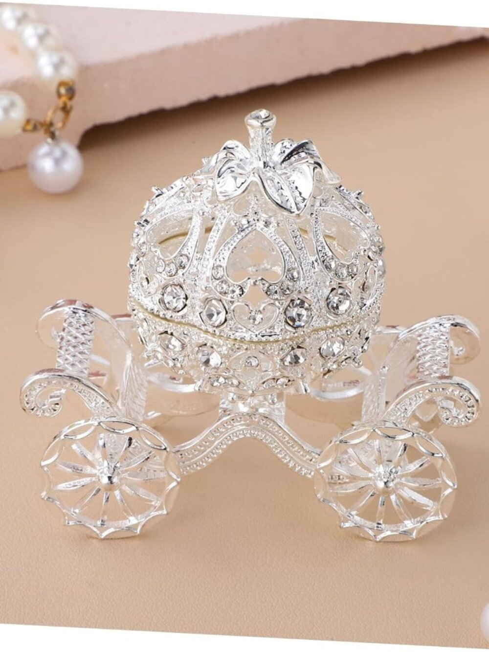 Crystal Pumpkin Carriage Trinket Box Rhinestone Princess Cinderella Carriage